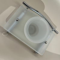 Porte-brosse à dents mural avec verre dépoli et cadre en verre rectangulaire accentué par acier inoxydable, salles de bains modernes