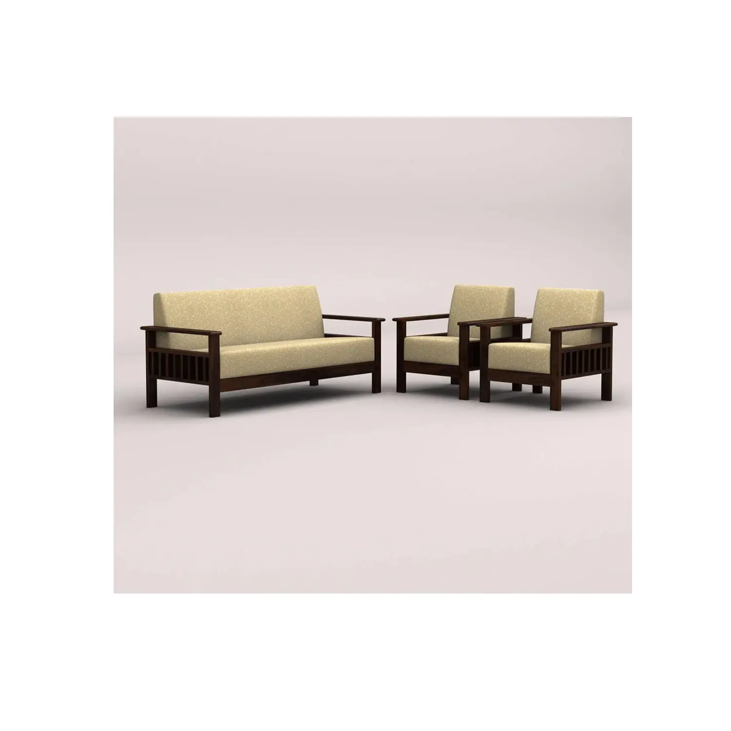 Best Deal 3+1+1 Wooden Sofa Set (Walnut Finished) Trendy Designed Sofa Set For Sale By Indian Exporters