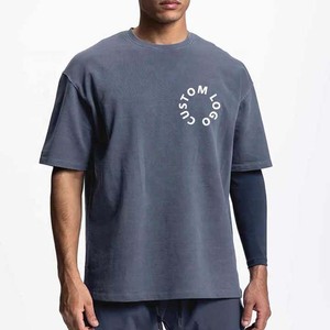 Camiseta con estampado personalizado de lavado ácido para hombre, camiseta gráfica de talla grande de algodón Vintage 100% con logotipo - Product Image 5