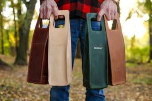 Bolsa de vino de cuero Regalos de cumpleaños personalizados Wine Caddy Tote Bag Regalos de aniversario para él 2017 - Product Image 2