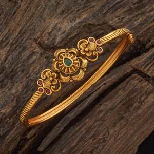 Antique Fashion Bangle 184520 Kada Women's Wedding Flower Shape Zinc Alloy Gold Polish - Product Image 1