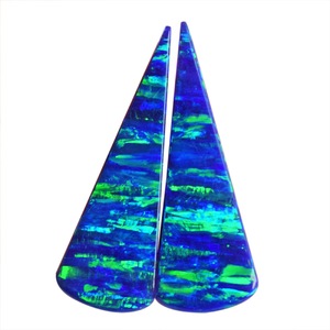 Par de Ópalos de Fuego Multicolor Hechos a Mano, Forma Trillón, 6 CTW, Cabujón de 35x12x1.5mm, para Fabricación de Joyas, Gema - Product Image 1