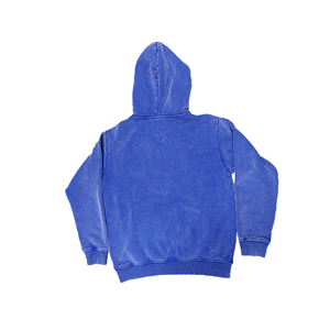 Pull à capuche à la mode bleu délavé à l'acide pour hommes, manches longues, décontracté avec techniques brodées et motif solide - Product Image 2