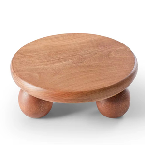 Tabla Redonda de Madera para Servir con Patas de Bola, Soporte para Tartas de Madera de Haya, Centro de Mesa o Bandeja para Charcutería, Mejor Precio - Product Image 1
