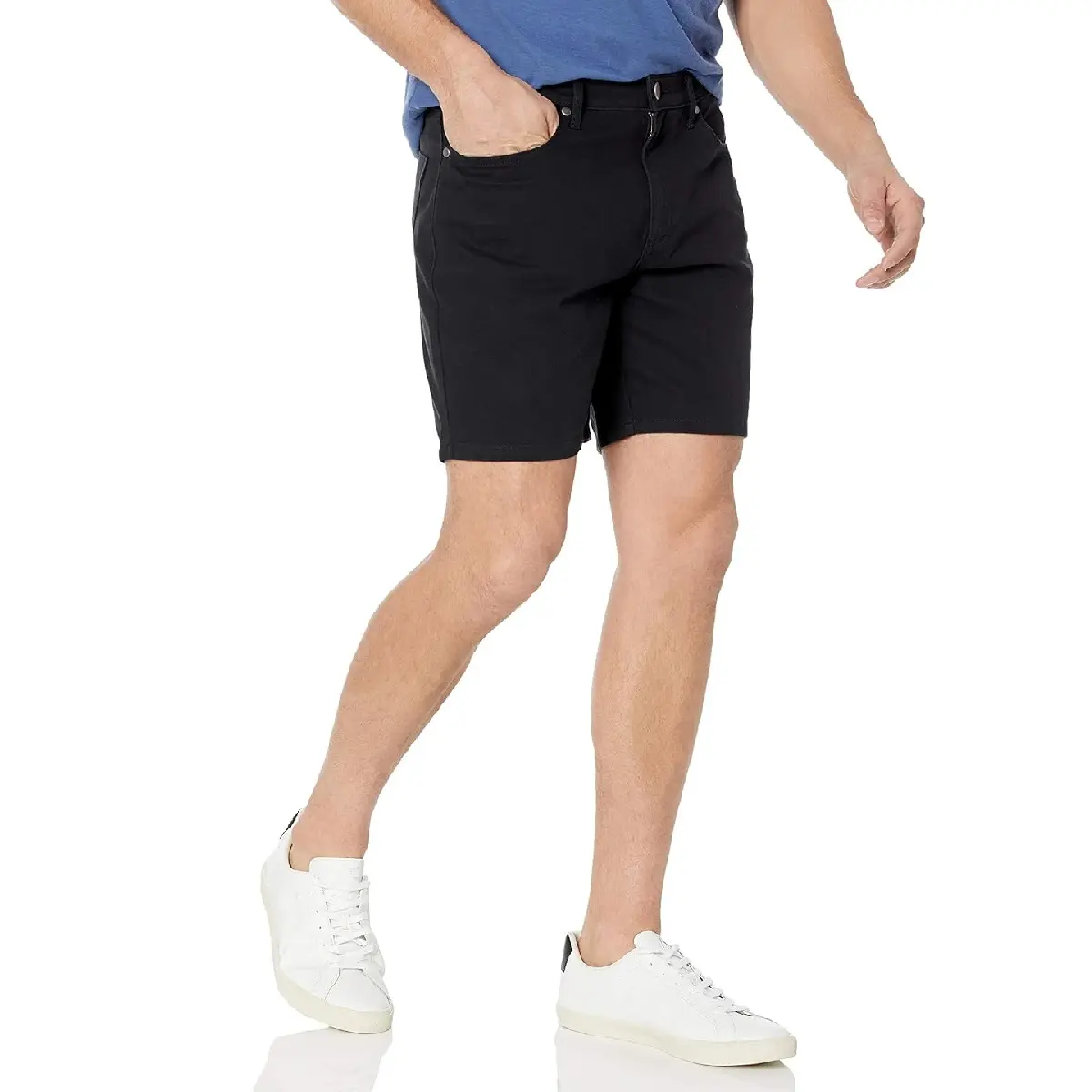 กางเกงขาสั้นสำหรับผู้ชายทรงสลิมฟิตลำลอง5กระเป๋าผ้ายืดแบบตรง7นิ้วออกแบบได้ตามต้องการ