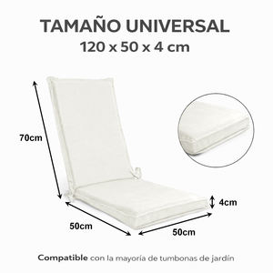 Loft Style 120x50x4cm Outdoor <b>Garden</b> <b>Chair</b> <b>Cushions</b> with Fastening Straps & Removable Cover Foam Filled for Patio & Yard - Product Image 3