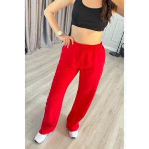 Wholesale <b>Red</b> <b>Linen</b> <b>Trousers</b> with Drawstring Waist - <b>Red</b> - Product Image 2