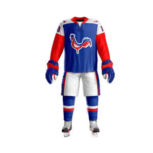 Los mejores uniformes de hockey sobre hielo ligeros y transpirables de 100% poliéster para hombres con logotipo personalizado, conjuntos de ropa deportiva OEM de gran venta - Product Image 2