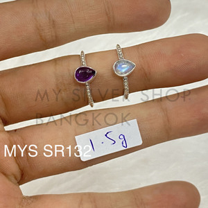 Bague en argent sterling 925 avec pierres précieuses uniques, bijoux fins de style classique pour fête en pierre naturelle - Product Image 1