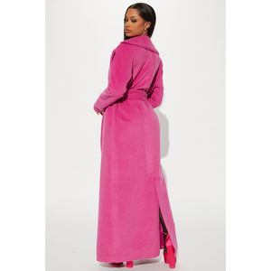 Vente chaude Manteau en laine pour femmes de haute qualité, décontracté et tendance, pour l'hiver, manteau en laine sur mesure, coupe ajustée, couleur rose - Product Image 3