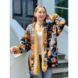 Fabricant OEM Veste brodée doublée Sherpa bohème pour femmes Manteau Boho d'hiver chaud avec motif floral coloré Artisan - Product Image 1