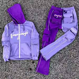 Chándal con Capucha Rojo Gris Tianjiaji, Manga Larga con Cremallera, Estilo Deportivo, Transpirable, de Poliéster, para Adultos, Ropa de Otoño - Product Image 3