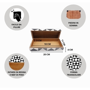 Juego de 2 Elegantes Cajas de Almacenamiento Decorativas de Resina y MDF Hechas a Mano, Blancas y Negras con Patrón Geométrico, Organizador Multiusos - Product Image 3