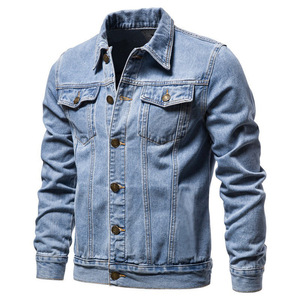 2023 printemps nouveaux hommes décontracté coton Denim veste Style classique mâle marque vêtements lavé rétro bleu jean manteau Bomber veste - Product Image 1