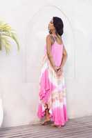 Robe longue décontractée en coton pour femme, idéale pour la plage, les fêtes et les vacances d'été, faite à la main, tie-dye, taille naturelle, fabricant et exportateur indien