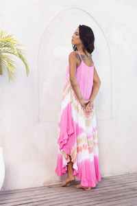 Vestido largo informal de algodón para mujer, hecho a mano con teñido anudado, ideal para fiestas en la playa, vacaciones de verano, de fabricante y exportador indio. - Product Image 4