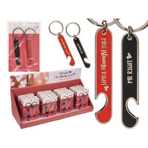 M. D'accord et Mme. Lot de 2 porte-clés Always Right en alliage, décapsuleur solaire avec sérigraphie et impression UV - Product Image 1