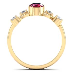 แหวนเพชรพลอยทับทิมทรงกลม 0.5 กะรัต ทองคำแท้ 14K สีเหลือง ยี่ห้อ REYES สำหรับผู้หญิง ของขวัญแต่งงานสุดหรู เครื่องประดับมอยส์ซาไนต์คุณภาพสูง - Product Image 4