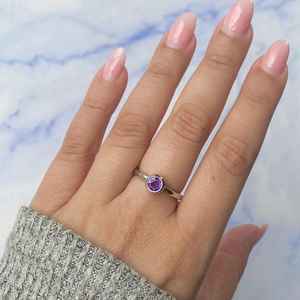 ขายส่ง925จำนวนมากเครื่องประดับเงินสเตอร์ลิงเครื่องประดับผู้หญิงแหวนตัดอเมทิสต์ธรรมชาติแหวนพลอยสีม่วงธรรมชาติ Vermeil นิรันดร์ - Product Image 6