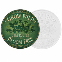 Plaque Métallique Vintage « Grow Wild Stay Rooted Bloom » Décoration Botanique pour la Maison, Plaque en Étain Embossée, Fournisseur Direct d'Usine OEM Personnalisé