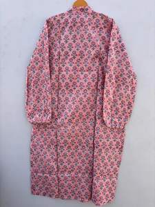 Vestido Midi de algodón étnico de verano hecho a mano para mujer, estampado de bloque Floral, silueta holgada, estilo informal, hasta el suelo, fiesta Natural - Product Image 5