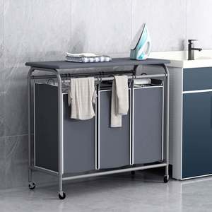 3-Bag <b>Laundry</b> Sorter <b>Laundry</b> Hamper Cart <b>with</b> Heavy Duty Rolling Lockable <b>Wheels</b> and Removable Bags (Black) - Product Image 5