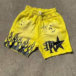 กางเกงขาสั้นออกกำลังกายวิ่งสำหรับผู้ชาย ผ้าฝ้าย 100% ระบายอากาศ แห้งเร็ว สไตล์วินเทจ ล้างสีแบบแอซิดวอช ออกแบบตามสั่ง ขายส่ง - Product Image 4