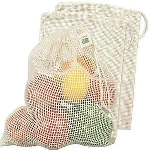 ECO NET SHOPPING CUSTOM POUCH GROCERY FOR VEGETABLES FRUIT 100 ORGANIC COTTON MESH DRAWSTRING REUSABLE FOOD PRODUCE BAGS