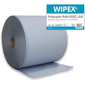 WIPEX Basic-Line Serviette de nettoyage automobile en microfibre bleue 3 couches L360xH380cm 1 Rouleau/VE 360mm X 380mm 1 VE - Product Image 1