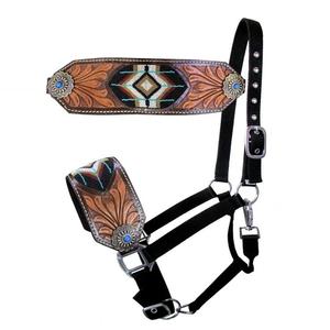 Harnais de selle western en cuir de vache véritable, large et robuste, fait main, avec tressage en panier, estampé, équipement d'équitation pour chevaux - Product Image 4