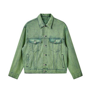 Veste en jean vert délavé vintage de haute qualité pour femmes veste courte décontractée avec tissu lourd personnalisé par l'usine - Product Image 1