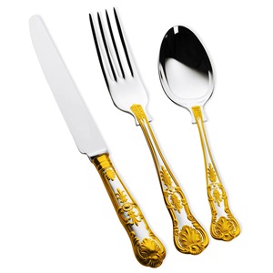 Couverts en acier inoxydable utilisés dans la cuisine, café de table, maison, poignée en métal plaqué couleur argent, lot de 6 couverts - Product Image 3