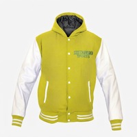 Blouson Bomber Bicolore Vert Citron et Blanc avec Capuche, Logo Personnalisé, Boutons Pression, Style Décontracté Streetwear – Fabrication Professionnelle