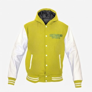 Blouson Bomber Bicolore Vert Citron et Blanc avec Capuche, Logo Personnalisé, Boutons Pression, Style Décontracté Streetwear – Fabrication Professionnelle - Product Image 2