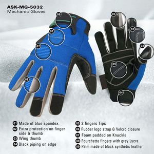 Gants de mécanicien industriels en cuir synthétique Amara, antidérapants aux doigts, flexibles, usage général, sécurité, avec manchette en néoprène - Product Image 4