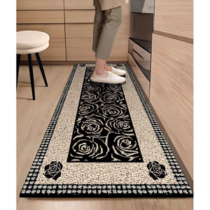 Ensemble de tapis de cuisine personnalisés à motifs floraux, absorbant l'eau, dessus en polyester, dos antidérapant en caoutchouc, protection de sol rembourrée pour Noël - Product Image 1
