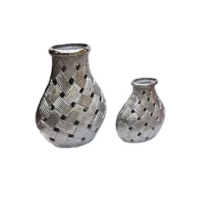 Latest modern Design table top Decorative Aluminum Flower <b>Vase</b> Silver Antique Polished Metal Tall Floor <b>Vase</b> Manufacturer - Product Image 4