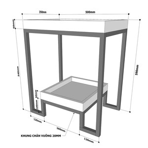 Modern Rubber Wood & Iron Frame Two-tiered Living Room <b>Side</b> <b>Table</b> Durable <b>Set</b> (SST005) - Product Image 4