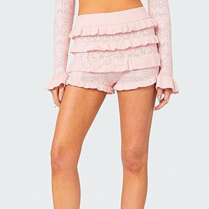 กางเกงขาสั้นมีระบายสำหรับผู้หญิงกางเกงขาสั้นมีระบายน้ำหนักเบาระบายอากาศได้ดี - Product Image 5