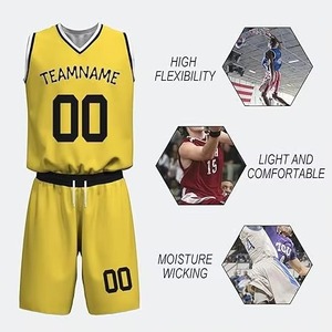 Ensemble de maillots de basket-ball réversibles personnalisés pour jeunes, uniformes de basket-ball personnalisés cool pour hommes, vente en gros - Product Image 5