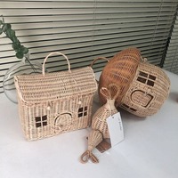 Lit de poupée en rotin, jouets pour enfants, berceau pour poupée, tissé à la main, jouet éducatif miniature, couleur naturelle, bébé, enfants