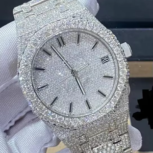 Montre mécanique de luxe pour homme, style hip-hop, sertie de diamants, quartz, avec cadran en verre - Product Image 1