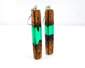 ต่างหูรูปหัวใจทำจากเรซินแผ่นฟอยล์สีทองสีขาวสีดำทรงกลมทรงสี่เหลี่ยมรูปทรงเรขาคณิตทำจากไม้ - Product Image 4