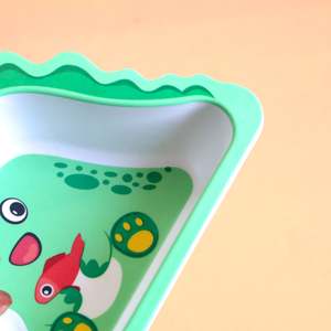 Ensemble de bols en fibre de bambou Dino - Design de dessin animé écologique pour salade et ramen avec couvercle artisanal emballé dans un carton - Product Image 6