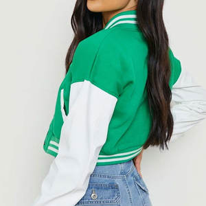 Veste Letterman de baseball respirante personnalisée pour femmes, design recadré avec traitement teint en plaine directement du fabricant - Product Image 4