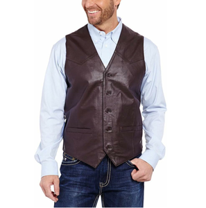 Breathable ultra Fine Quality Genuine Leather Men's <b>Vest</b> Solid <b>Black</b> Sleeveless Leather <b>Vest</b> - Product Image 5