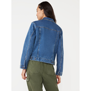 OEM/ODM Veste de camionneur délavée noire décontractée pour femmes en coton 100%-coutures à double aiguille, denim 100% coton - Product Image 2