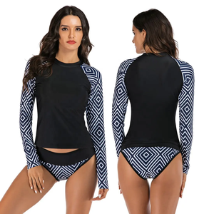 Custom Printed UPF 50+ Women's <b>Long</b> <b>Sleeve</b> Rashguard <b>Swimsuit</b> Breathable Stretch Quick Dry Sun Protection Swim Top Shirt Adults - Product Image 6
