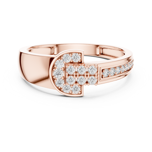 Anillo de Compromiso con Diamante Redondo y Elegantes Piedras Decorativas en Racimo |   Joyería Fina de Lujo Atemporal - Product Image 4