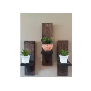 浮动木制植物支架人造花盆挂架室内室外花园装饰